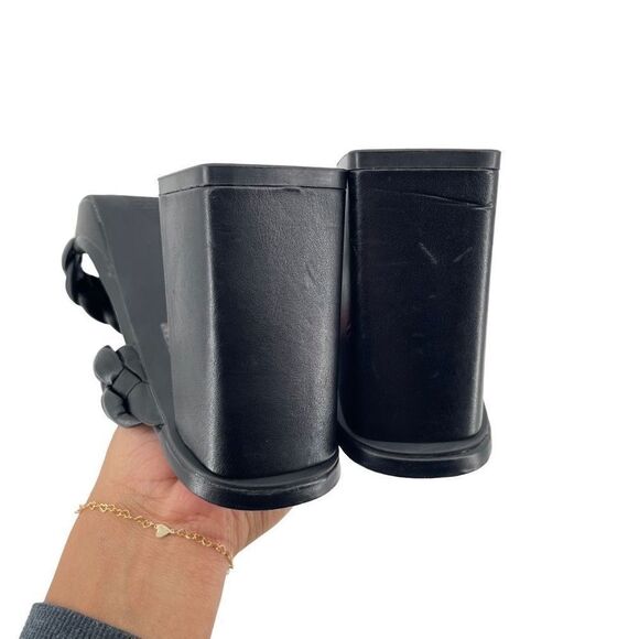 Anne Klein Aiden Chunky Platform Black Faux Leather Block Heel Sandal Size 10 - Picture 5 of 16